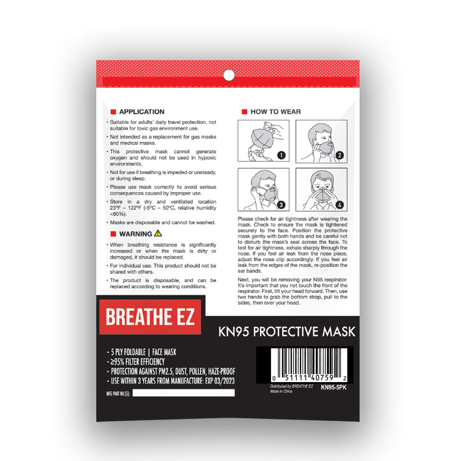 KN95 Protective Face Mask(Pack of 5)