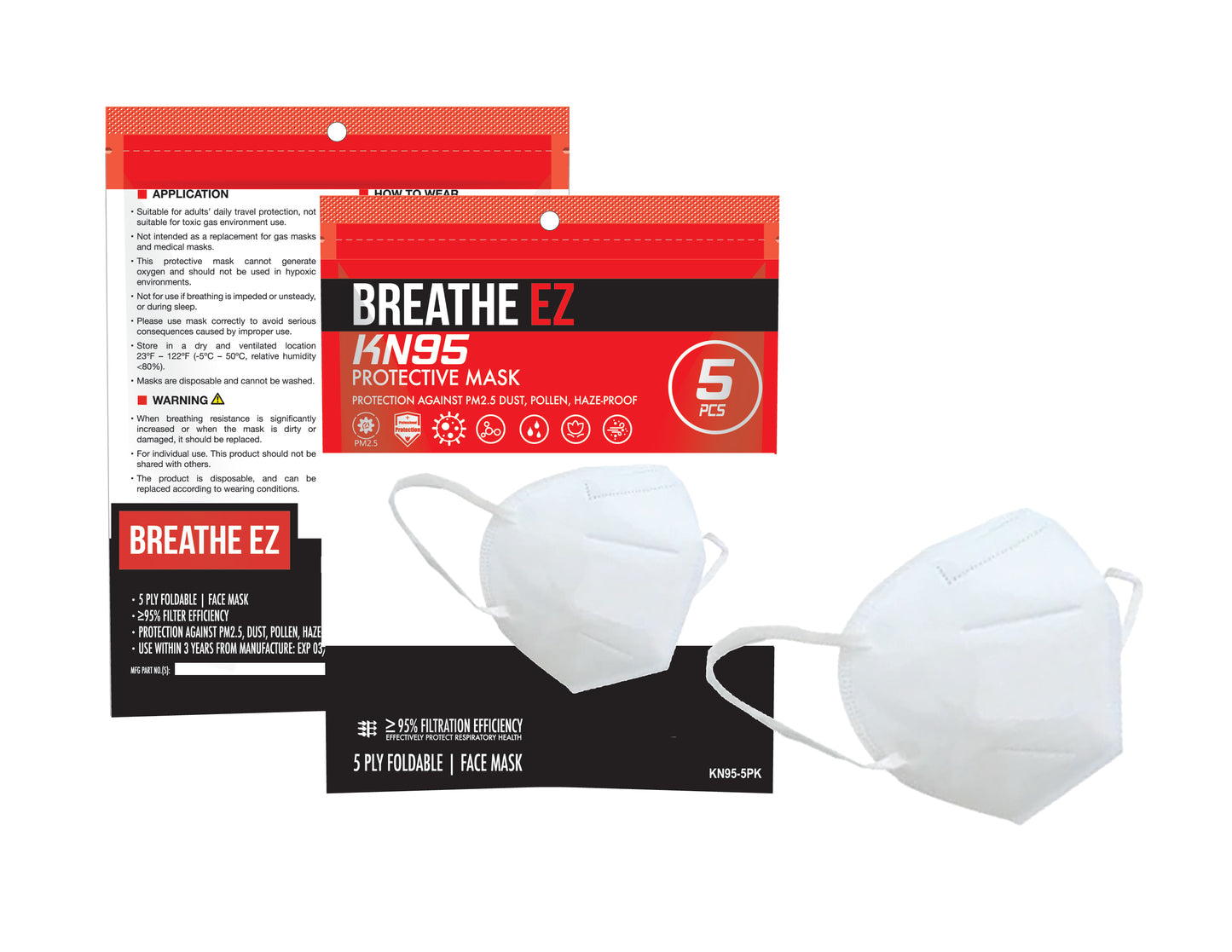 KN95 Protective Face Mask(Pack of 5)