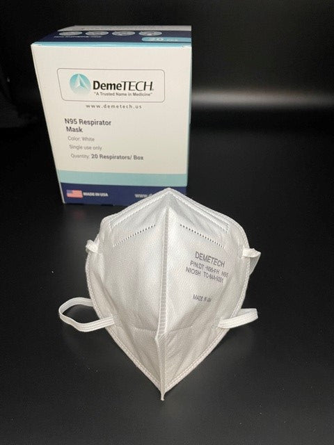 DemeMASK-N95 Respirator Fold Style-Niosh Approved-Made in USA-20 per box