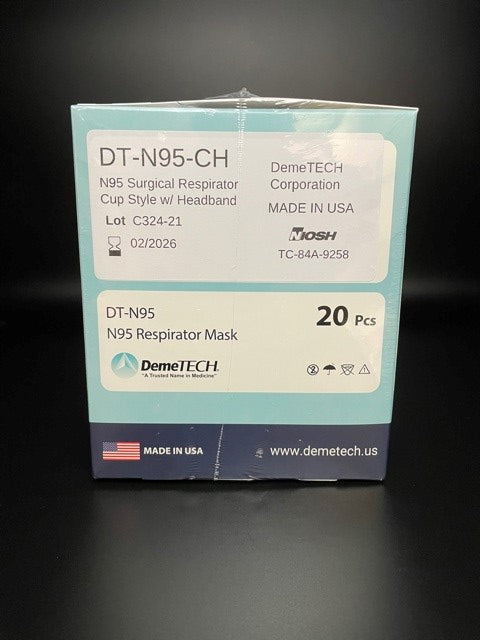 DemeMASK-N95 Respirator Cup Style-Niosh Approved-Made in USA-20 per box